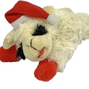 Multipet Holiday Lambchop 6 Inch Plush Lamb Chop Dog Toy Christmas Santa Hat